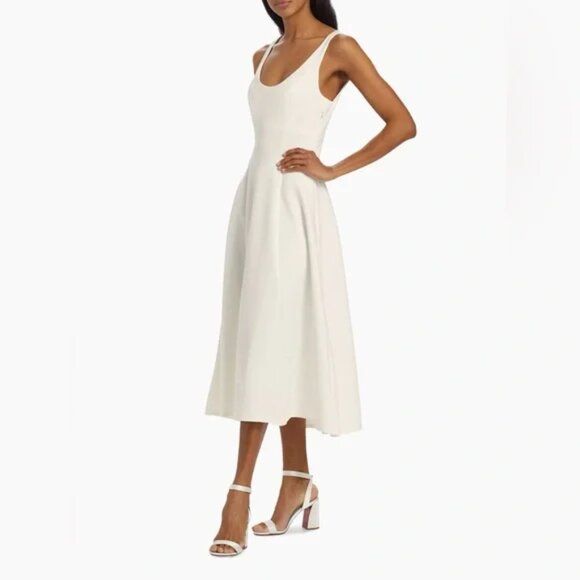 NEW Reformation Mikol Knit Stretch Midi-Dress in Ivory size L #1531 - Picture 2 of 9